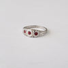 Late Victorian Sterling Silver Baby Ring with Ruby Red Brilliants