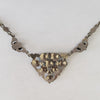 Unusual 1930s Italian Sterling Silver, Enamel, and Marcasite Forget-me-not Necklace