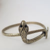 1940s Handwrought White Brass Snake Bracelet with Onyx Eyes