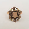 Circa 1860 Gold-Filled Signet Shield Ring with Applied Rose and Green Gold Accents