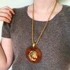 1970s Florenza Wood and Enamel Panther Necklace