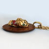 1970s Florenza Wood and Enamel Panther Necklace