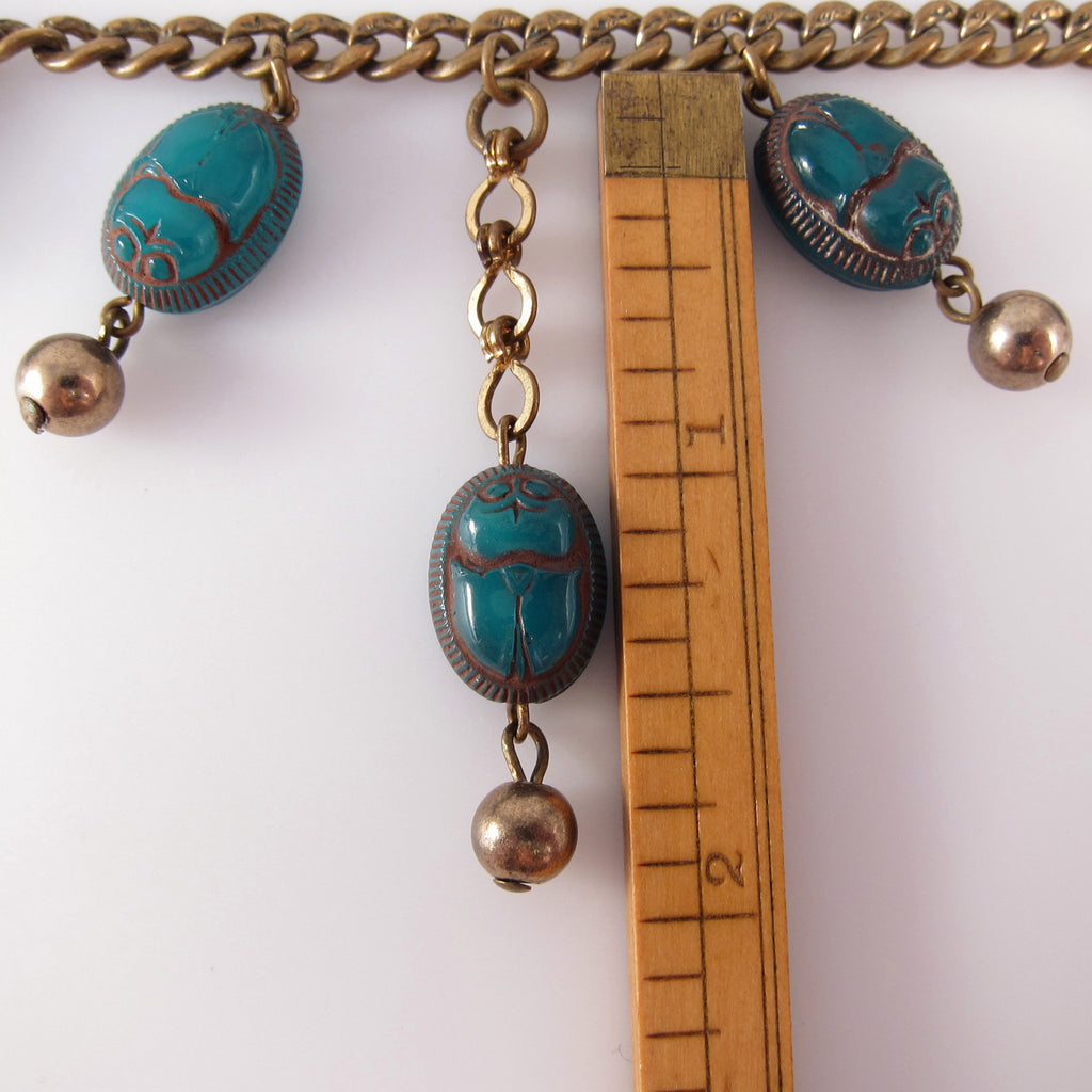 1920s Czech Glass Egyptian Revival Scarab Bib Necklace – Icon Style