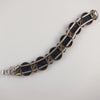 Rare Italian Pietra Dura Goldstone and Lapis Lazuli Sterling Silver Bracelet