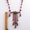 1930s Red Czech Glass and Filigree Bib Necklace