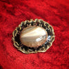 "In Memory Of" Victorian Gold Filled Mourning Brooch Enamel and Agate