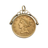 Victorian Fob Charm with 22k Gold Liberty Coin in 14k Frame