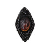 1980s Artisan Cameo Brooch in French Jet and Tortoise Glass