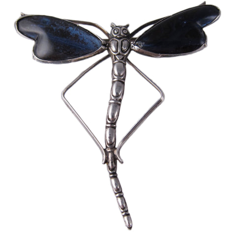 Art Nouveau Sterling Silver Thomas L Mott Butterfly Wing Dragonfly Brooch