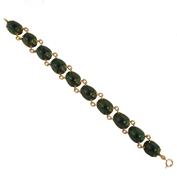 14K Yellow Gold Scarab Bracelet, Consists of Genuine Carved Gemstones -  Colonial Trading Company